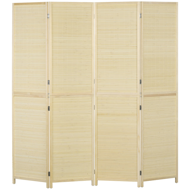Room Divider, Freestanding Privacy Screen, 4 Panel Folding, 180 x 180cm, Natural