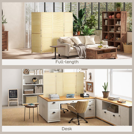 Room Divider, Freestanding Privacy Screen, 4 Panel Folding, 180 x 180cm, Natural