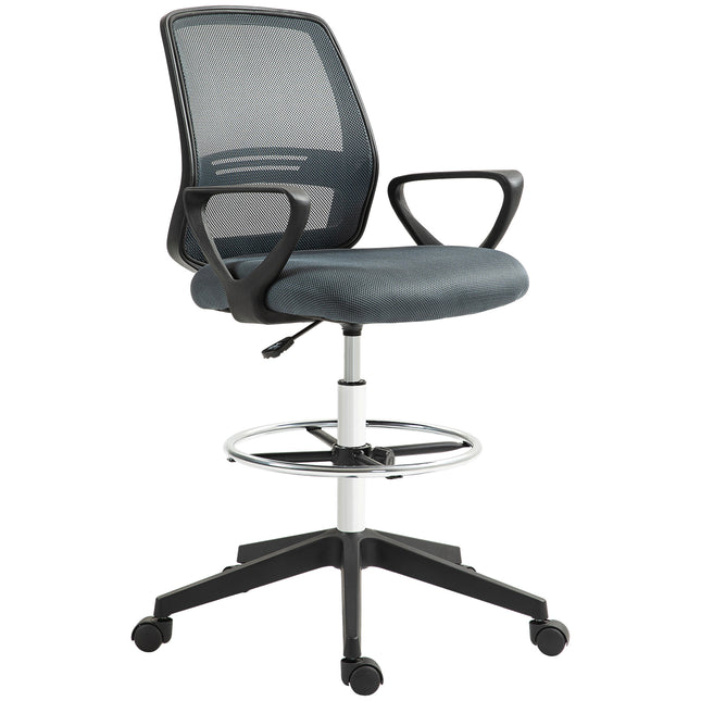 Ergonomic Mesh Back Drafting Chair with Adjustable Height - Grey