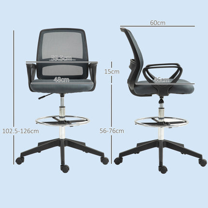 Ergonomic Mesh Back Drafting Chair with Adjustable Height - Grey