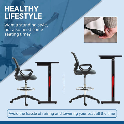 Ergonomic Mesh Back Drafting Chair with Adjustable Height - Grey