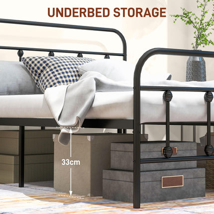 Double Minimalistic Metal Bed Frame - Black