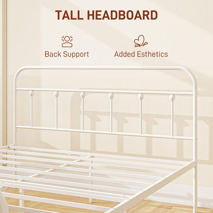 Double Minimalistic Metal Bed Frame - White