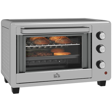 30L Mini Electric Oven with Temperature Control and Accessories - Silver Tone