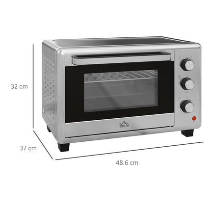 30L Mini Electric Oven with Temperature Control and Accessories - Silver Tone