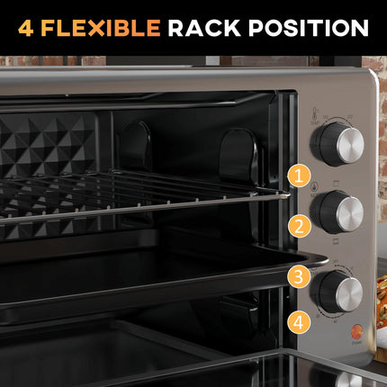 30L Mini Electric Oven with Temperature Control and Accessories - Silver Tone