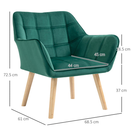 Luxe Velvet Wide Arm Accent Armchair Set - Green