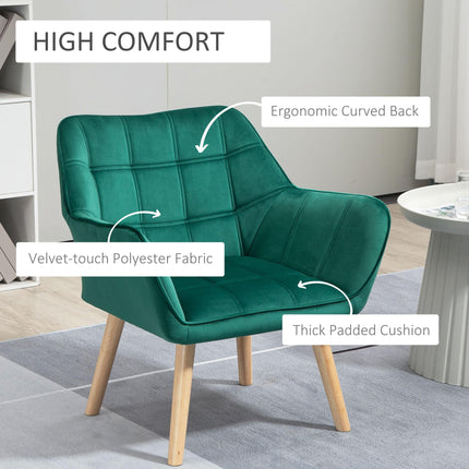 Luxe Velvet Wide Arm Accent Armchair Set - Green