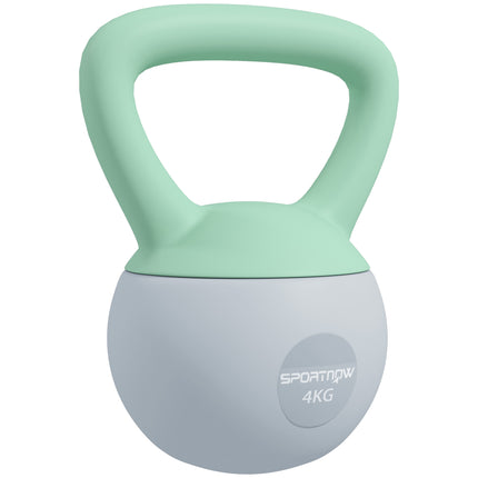 4KG Soft Kettlebell with Non-Slip Handle for Home Gym Strength Training - Grey Green
