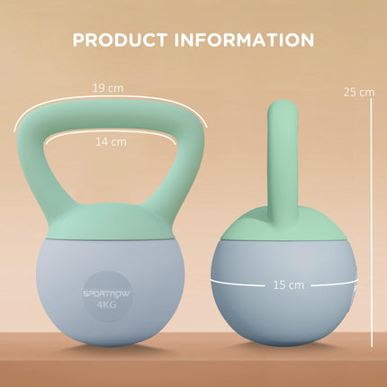 4KG Soft Kettlebell with Non-Slip Handle for Home Gym Strength Training - Grey Green