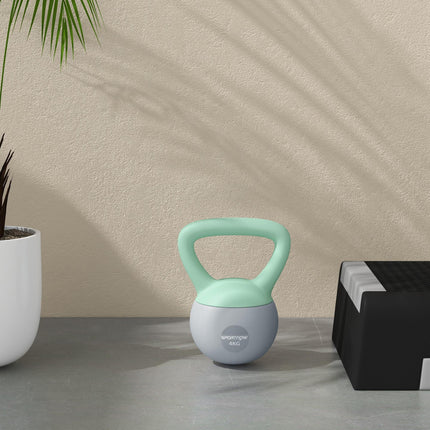 4KG Soft Kettlebell with Non-Slip Handle for Home Gym Strength Training - Grey Green
