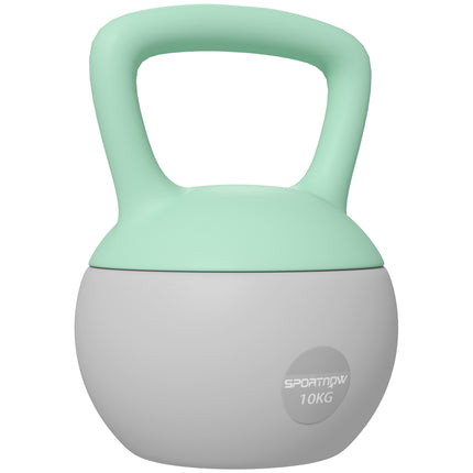 10KG Soft Kettlebell with Non-Slip Handle for Home Gym Strength Training - Grey Green