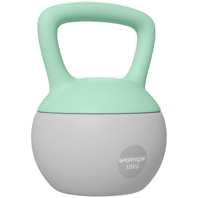 10KG Soft Kettlebell with Non-Slip Handle for Home Gym Strength Training - Grey Green