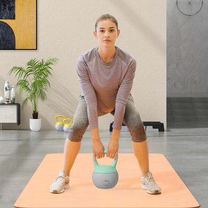 10KG Soft Kettlebell with Non-Slip Handle for Home Gym Strength Training - Grey Green