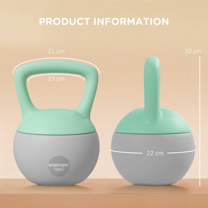 10KG Soft Kettlebell with Non-Slip Handle for Home Gym Strength Training - Grey Green