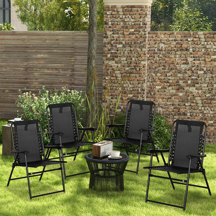 4 Pcs Patio Folding Chair Set, Outdoor Portable Loungers for Camping Pool Beach