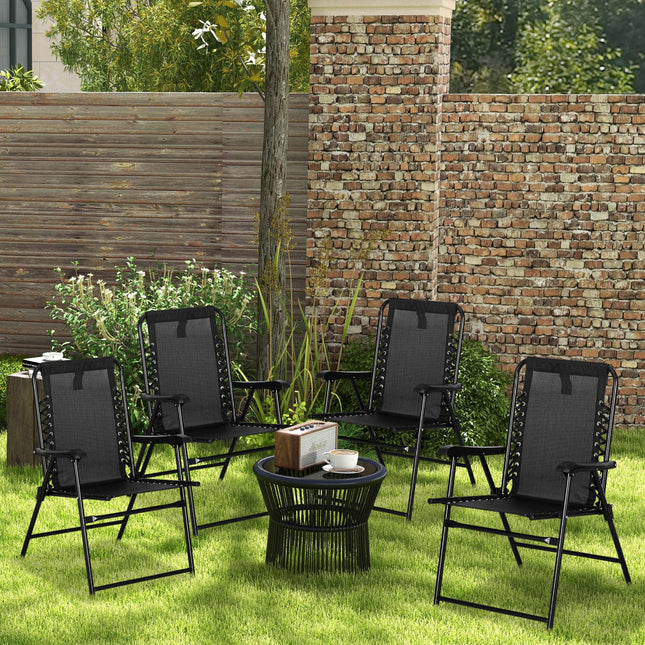 4 Pcs Patio Folding Chair Set, Outdoor Portable Loungers for Camping Pool Beach
