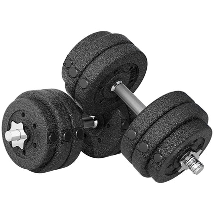 30kg Adjustable Dumbbells Set with Chrome Finish Bars for Home Gym - Black