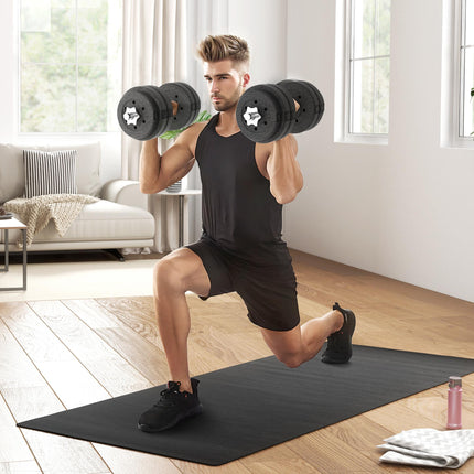 30kg Adjustable Dumbbells Set with Chrome Finish Bars for Home Gym - Black