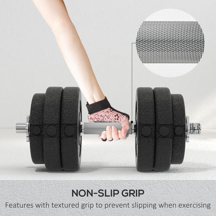 30kg Adjustable Dumbbells Set with Chrome Finish Bars for Home Gym - Black