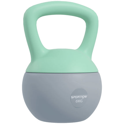 6KG Soft Kettlebell with Non-Slip Handle for Home Gym Strength Training - Grey Green