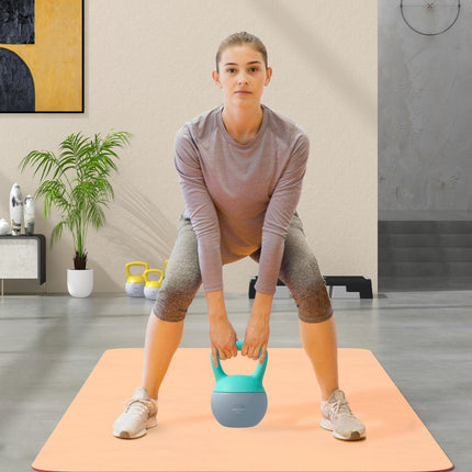 6KG Soft Kettlebell with Non-Slip Handle for Home Gym Strength Training - Grey Green