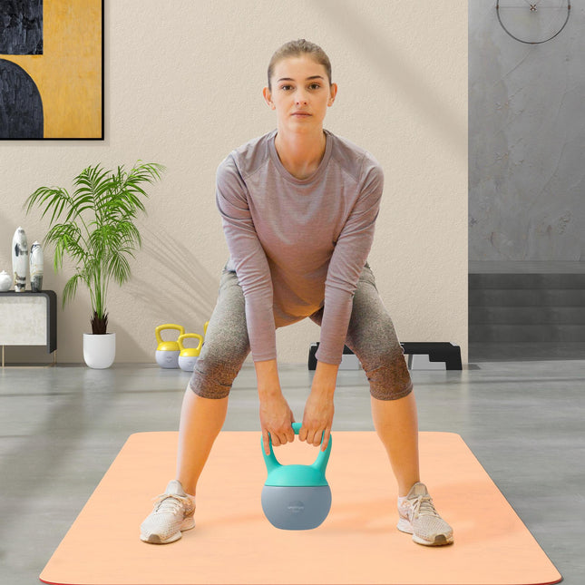 6KG Soft Kettlebell with Non-Slip Handle for Home Gym Strength Training - Grey Green