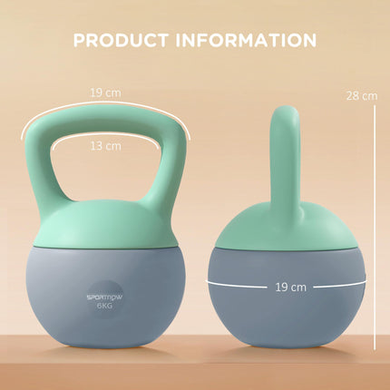 6KG Soft Kettlebell with Non-Slip Handle for Home Gym Strength Training - Grey Green