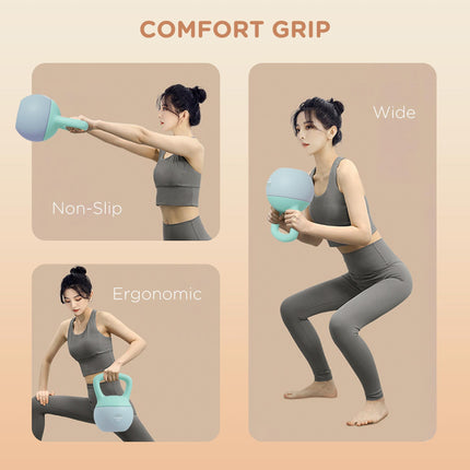 6KG Soft Kettlebell with Non-Slip Handle for Home Gym Strength Training - Grey Green