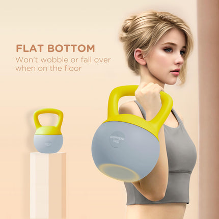 6kg Soft Kettlebell with Non-Slip Handle for Home Gym Strength Training - Yellow and Grey