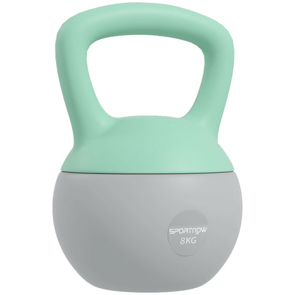 8KG Soft Kettlebell with Non-Slip Handle for Home Gym Strength Training - Grey Green