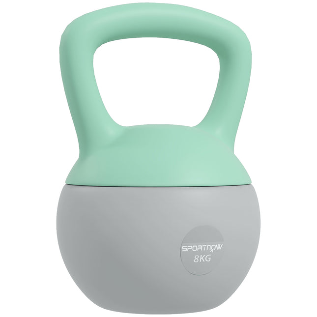 8KG Soft Kettlebell with Non-Slip Handle for Home Gym Strength Training - Grey Green