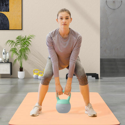 8KG Soft Kettlebell with Non-Slip Handle for Home Gym Strength Training - Grey Green