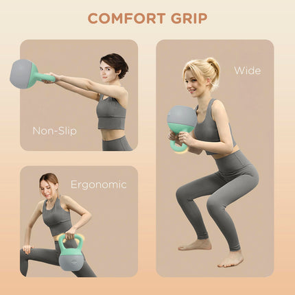 8KG Soft Kettlebell with Non-Slip Handle for Home Gym Strength Training - Grey Green