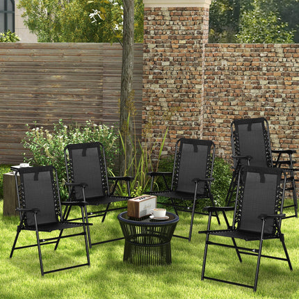 6 Pcs Patio Folding Chair Set, Outdoor Portable Loungers for Camping Pool Beach
