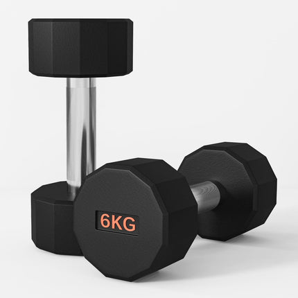 2 Piece 6kg Dumbbell Set with Non-Slip Grip and Rubber Coating - Black and Orange