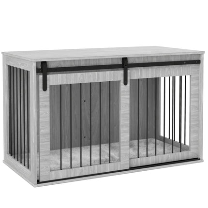 118cm Extra Large Dog Crate Furniture with Removable Cushion - Grey