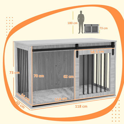 118cm Extra Large Dog Crate Furniture with Removable Cushion - Grey