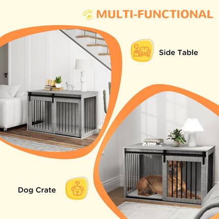 118cm Extra Large Dog Crate Furniture with Removable Cushion - Grey