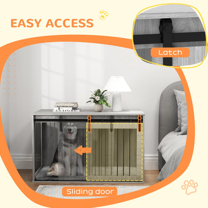118cm Extra Large Dog Crate Furniture with Removable Cushion - Grey