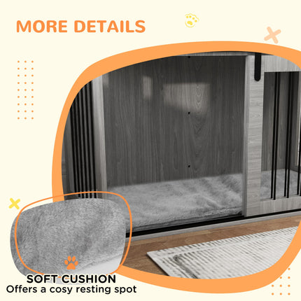 118cm Extra Large Dog Crate Furniture with Removable Cushion - Grey