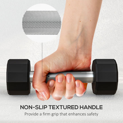 Set of 2 Dumbbells 2kg with Non-Slip Grip and 12-Sided Design - Black and Orange