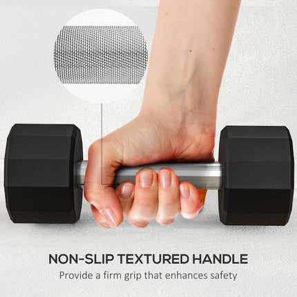 Set of 2 Dumbbells 4kg with Non-Slip Grip and Rubber Coating - Black and Orange