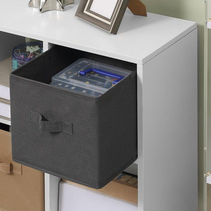 Freestanding 6 Cube Cabinet with 3 Fabric Drawers and Handles for Home Office Storage - White