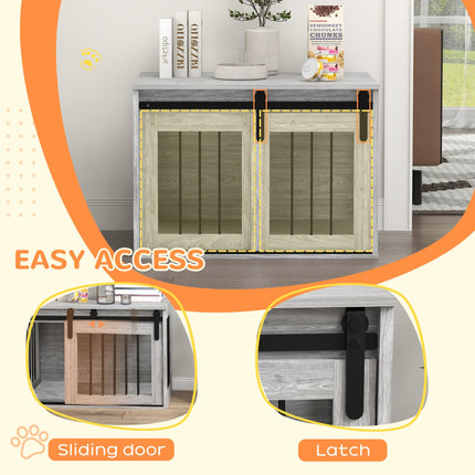 80cm Large Dog Crate Furniture with Removable Cushion - Grey