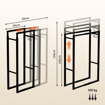 40-65/100-150cm Adjustable Metal Firewood Log Holder