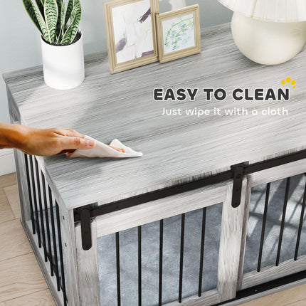 98cm Large Dog Crate Furniture with Removable Cushion - Grey