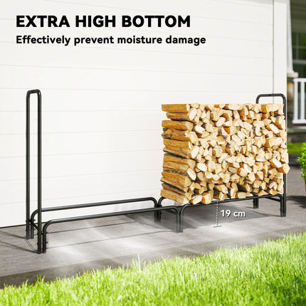 Firewood Rack with Waterproof Cover, Heavy Duty Metal Log Store Indoors, Log Sto
