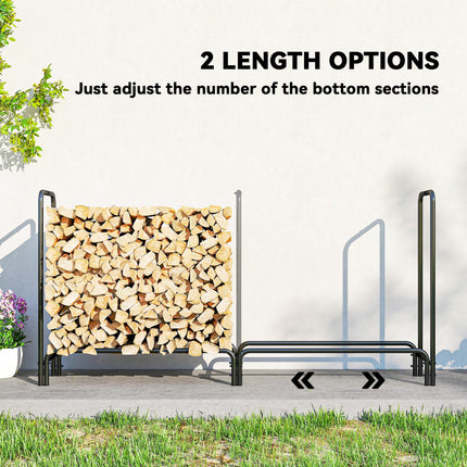 Firewood Rack with Waterproof Cover, Heavy Duty Metal Log Store Indoors, Log Sto