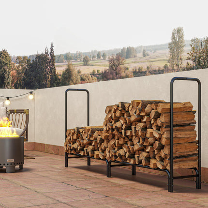 Firewood Rack with Waterproof Cover, Heavy Duty Metal Log Store Indoors, Log Sto